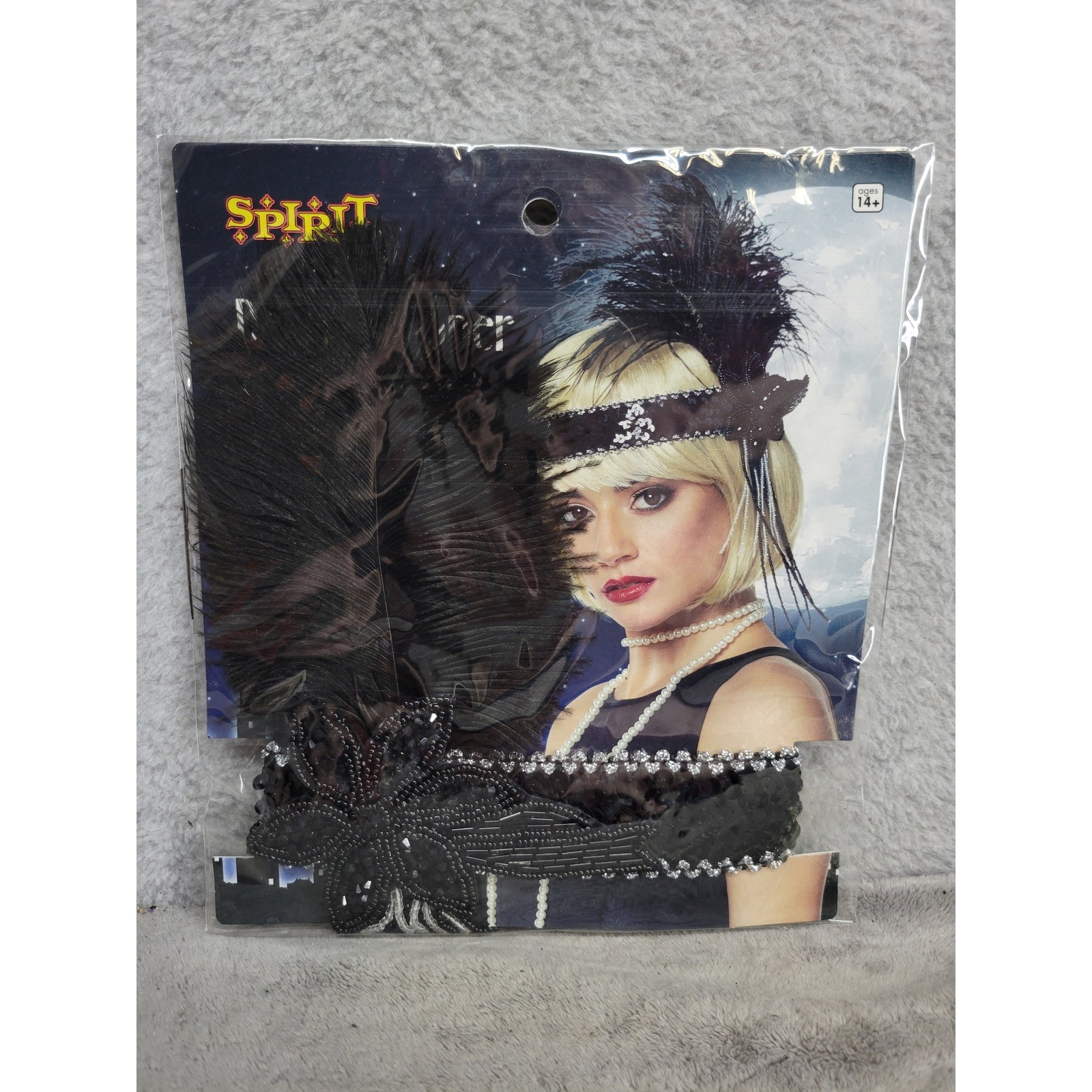 Spirit Halloween Deluxe Flapper Headband Black Feather 1920s Costume Accessory