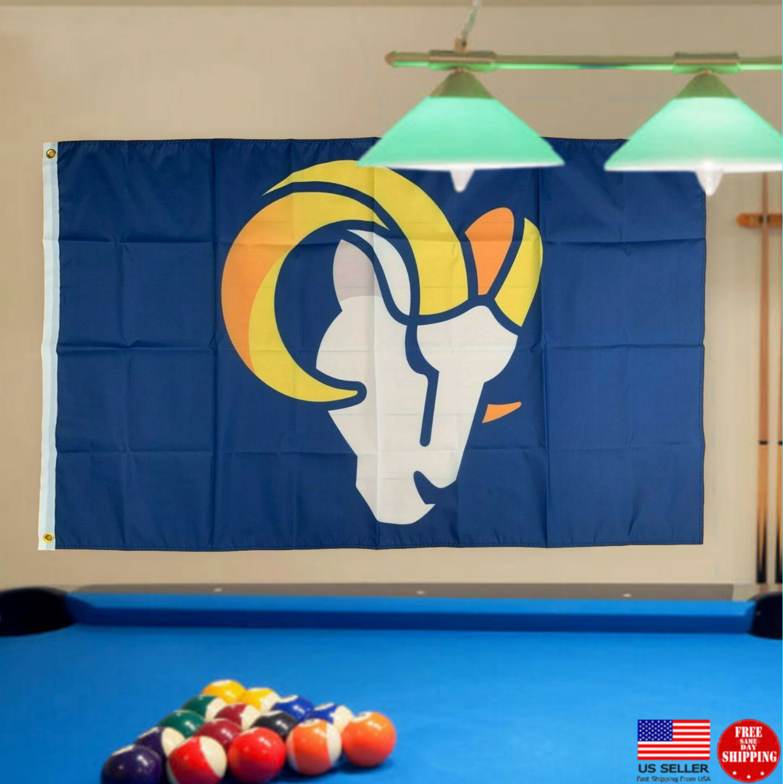 Rams Flag 3X5 Los Angeles Banner American New Blue Yellow 3 x 5 Man Cave Flags