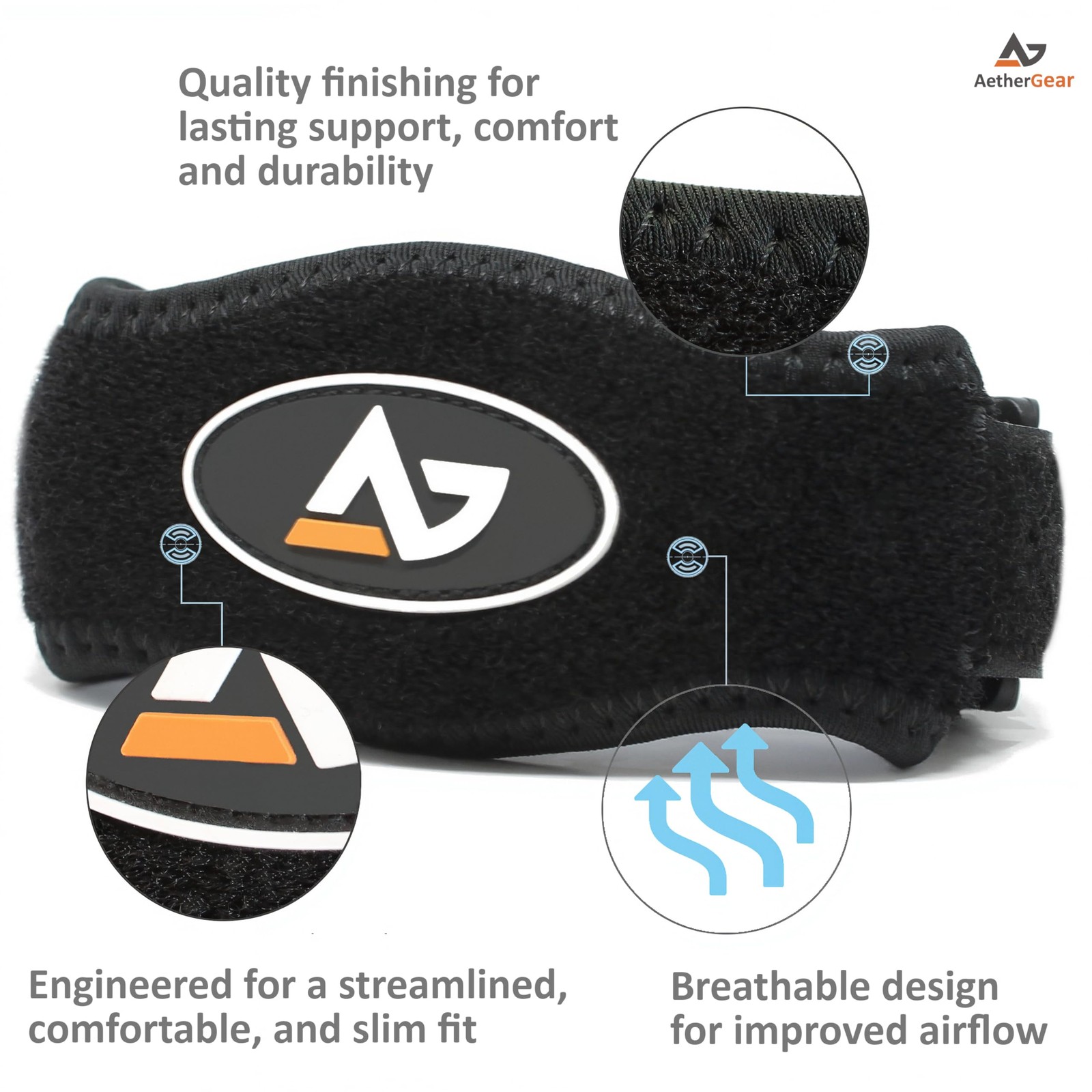 AetherGear Tennis Elbow Brace with Bonus Replacement Strap 1 pack Forearm Br...