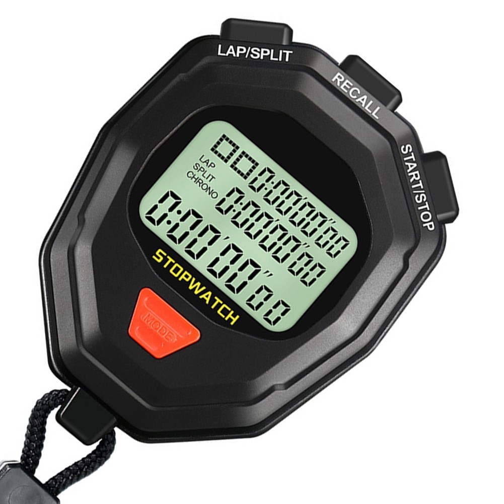 Digital Stopwatch with 60 Memory Storage Lap Split Total Time Large LCD Screen