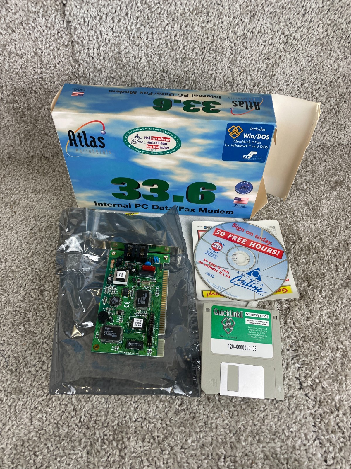 Vintage Atlas Peripherals 33.6 Internal PC Data/Fax Modem