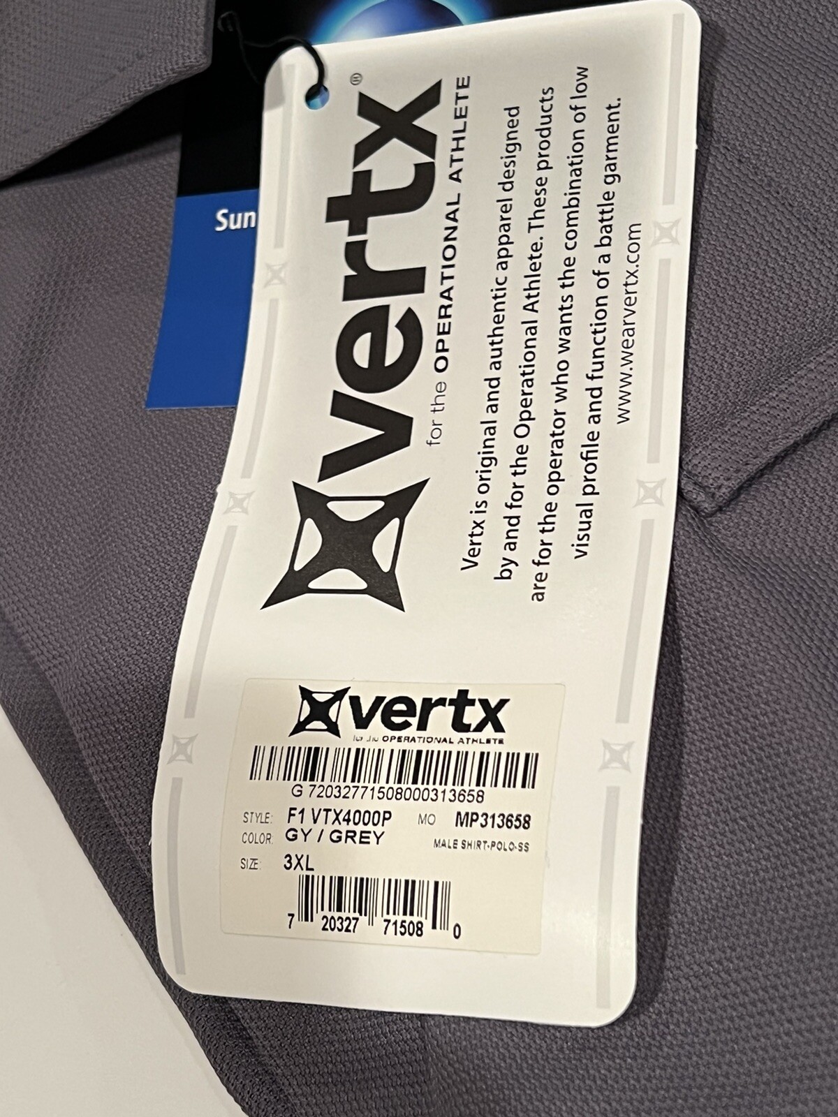 Vertx 3XL Men’s Coldblack Long Sleeve Polo Grey VTX4000P