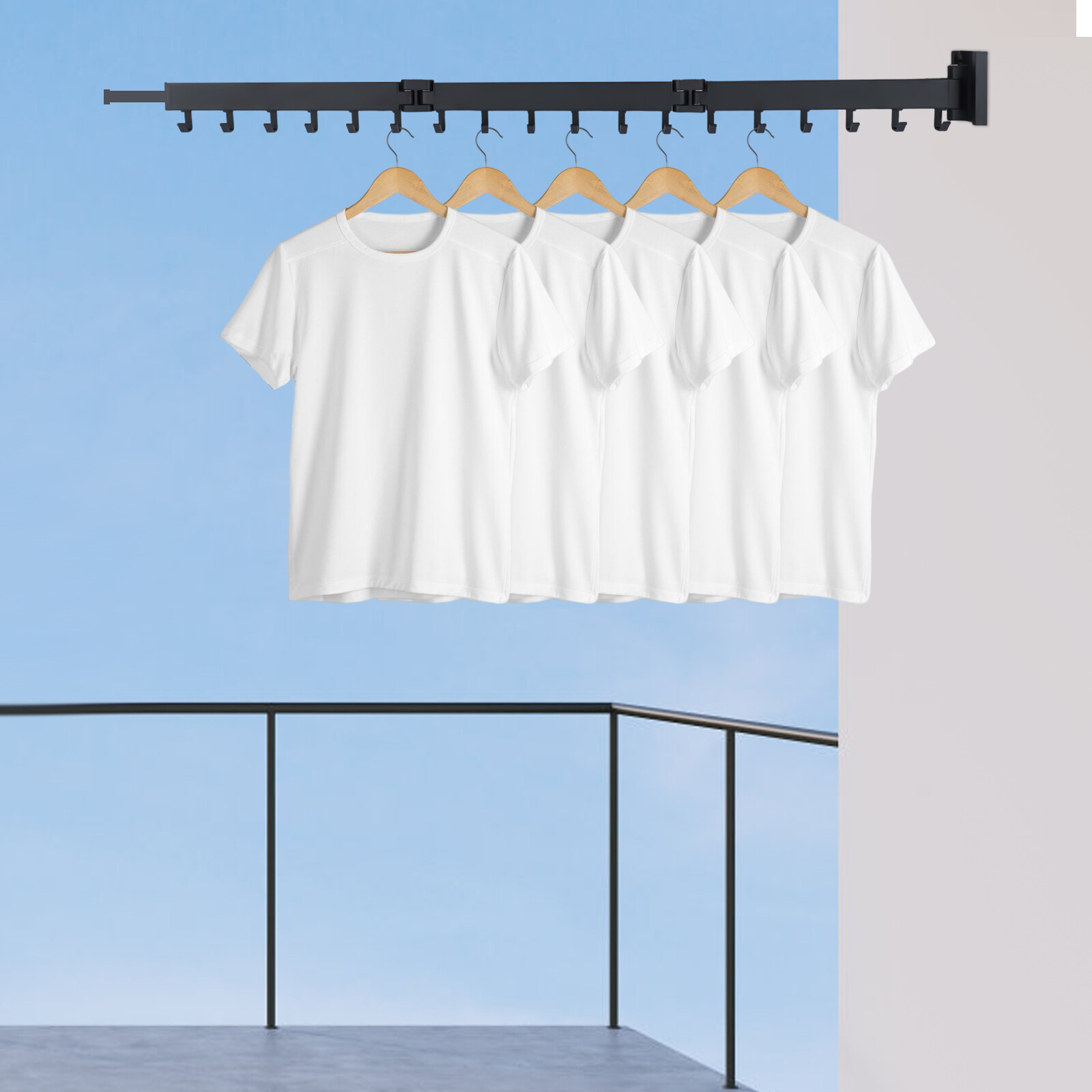 Clothes Drying Rack Laundry Organizer Folding Retractable Wall Mount Hanger