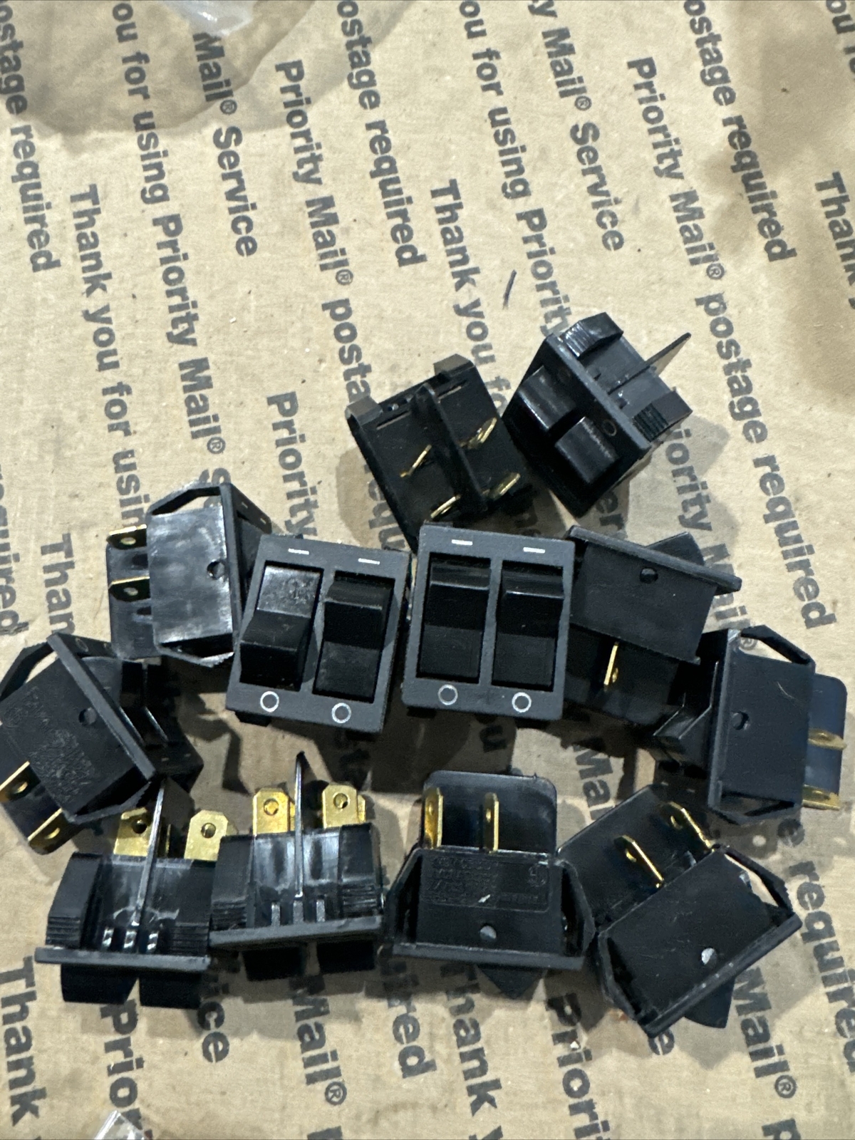 12 Dual Rocker Switches 43220, 10A, 125V, 6A at 250V, Qty 12
