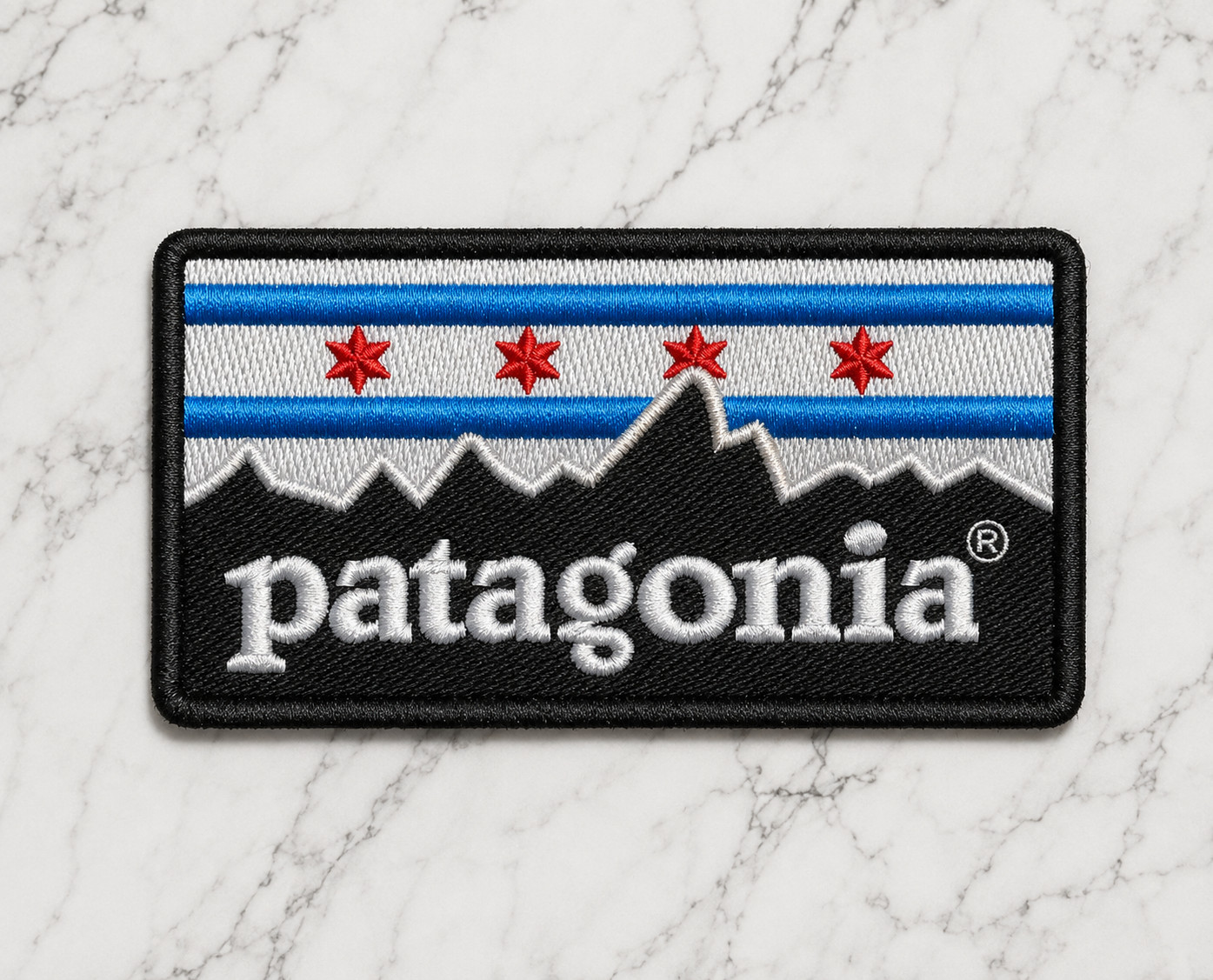 PATAGONIA CHICAGO FLAG EXCLUSIVE EMBROIDERED IRON ON PATCH 4"X2.25"FREE SHIPPING