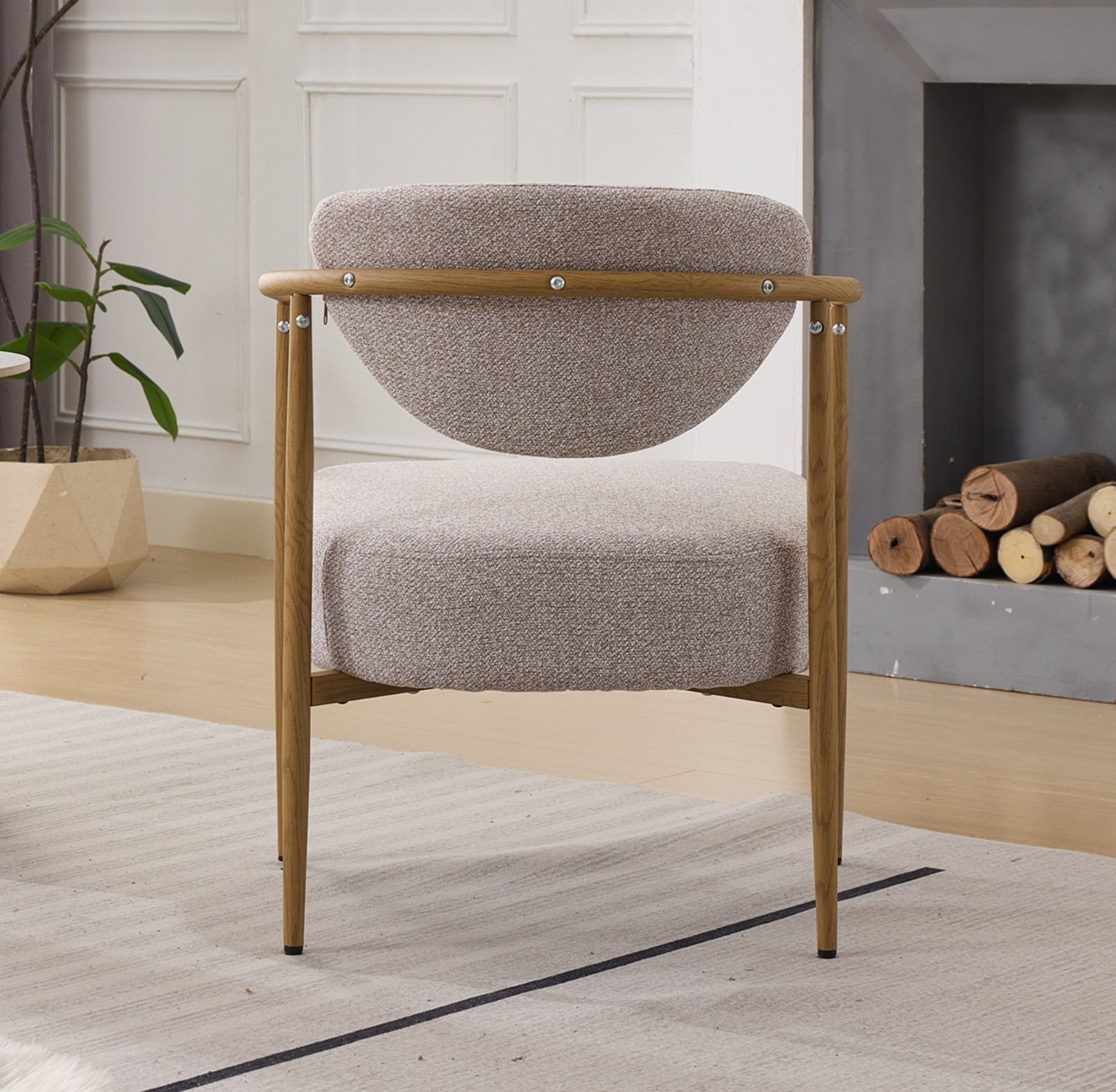 Soft Woven Fabric Chair Set with Foam & Metal Frame