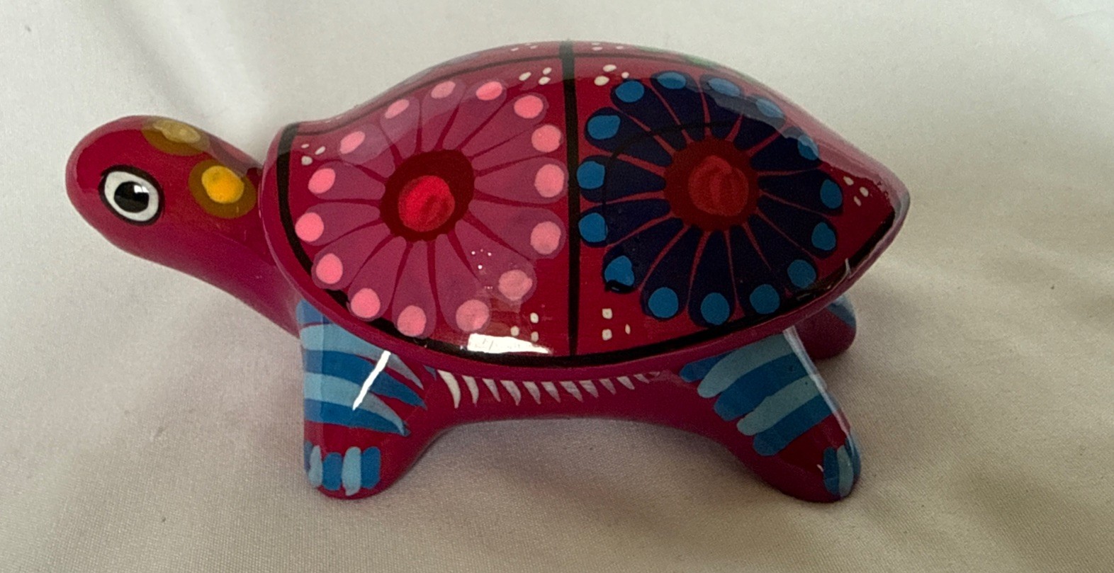 Hot Pink Hand Painted Terra Cotta Trinket Jewelry Box