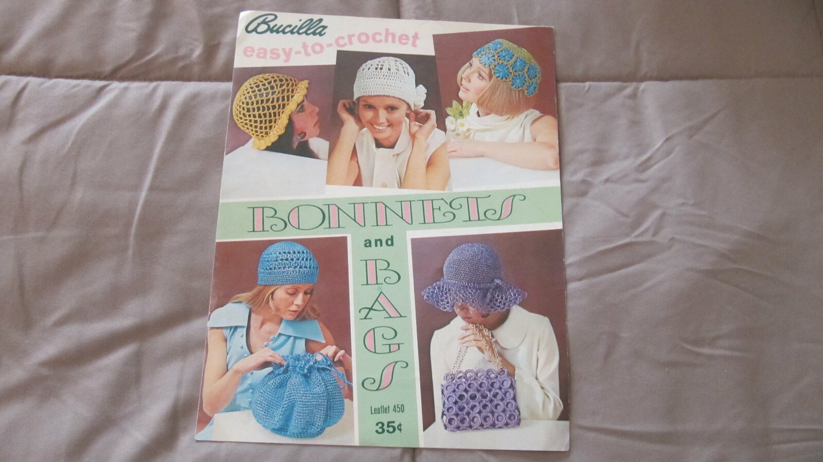 1970 BUCILLA easy to crochet bonnets and bags leaflet