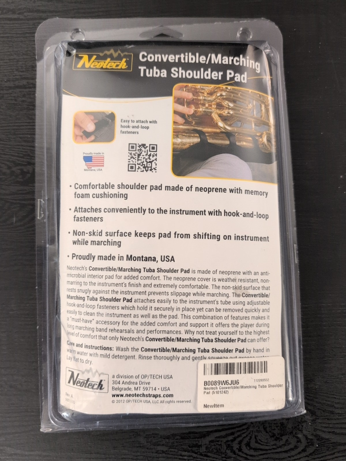 Neotech Convertible Marching Tuba Tuba Black Shoulder Pad New