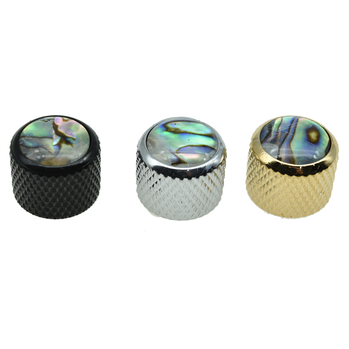 2x Abalone Top Dome Knobs Abalone Inserts Knobs for P Bass/Tele Guitar Chrome