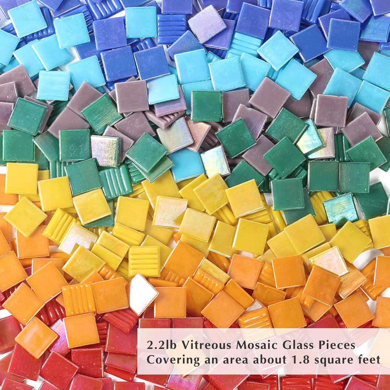 Vitreous Mosaic Tiles for Crafts Bulk, 2.2lb Iridescent Mosaic Glass Tiles for A