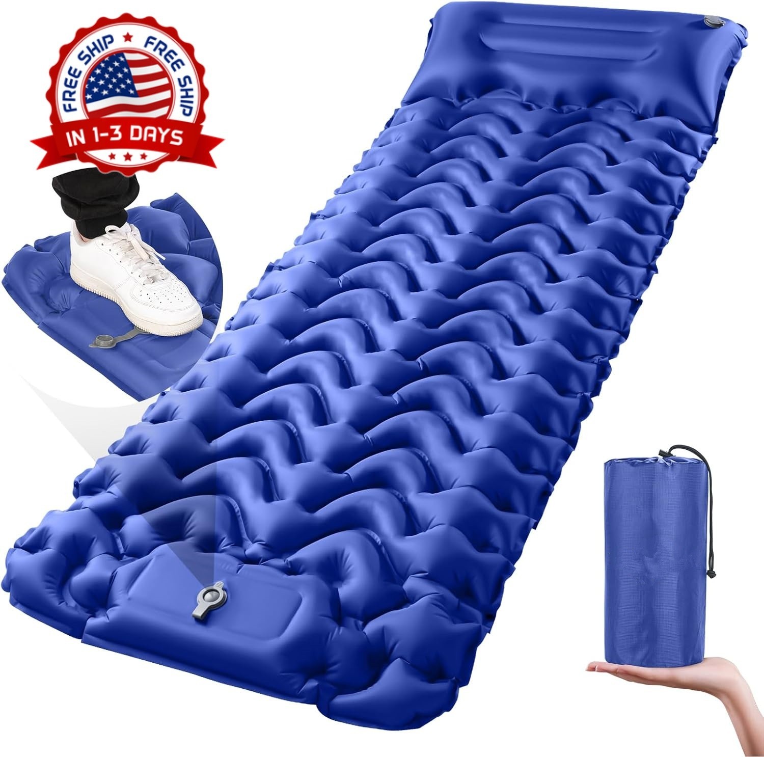 Colchoneta inflable ultraligera para acampar