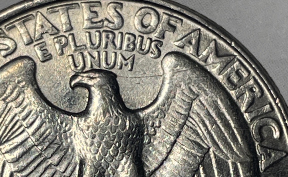 1993 P 25c Washington Quarter Reverse Die Crack Break Error