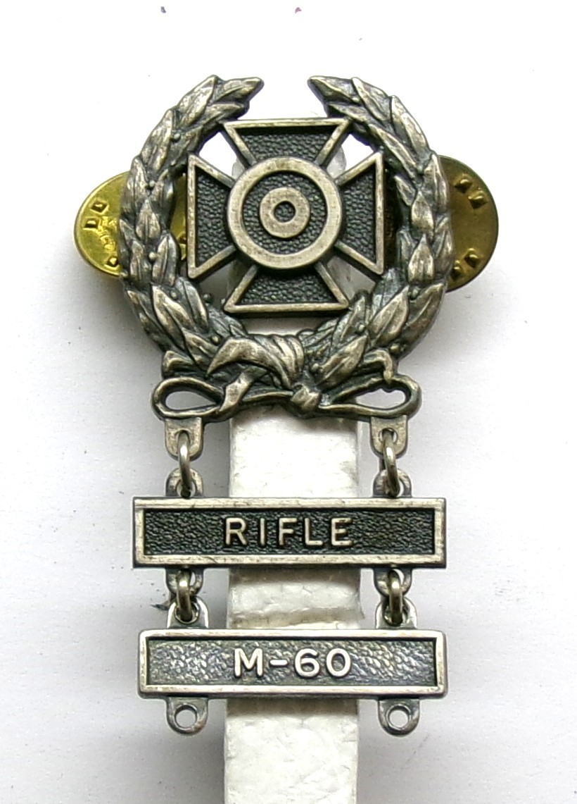 U.S. Army Basic Qualification Expert Badge & RIFLE M-60 BARS