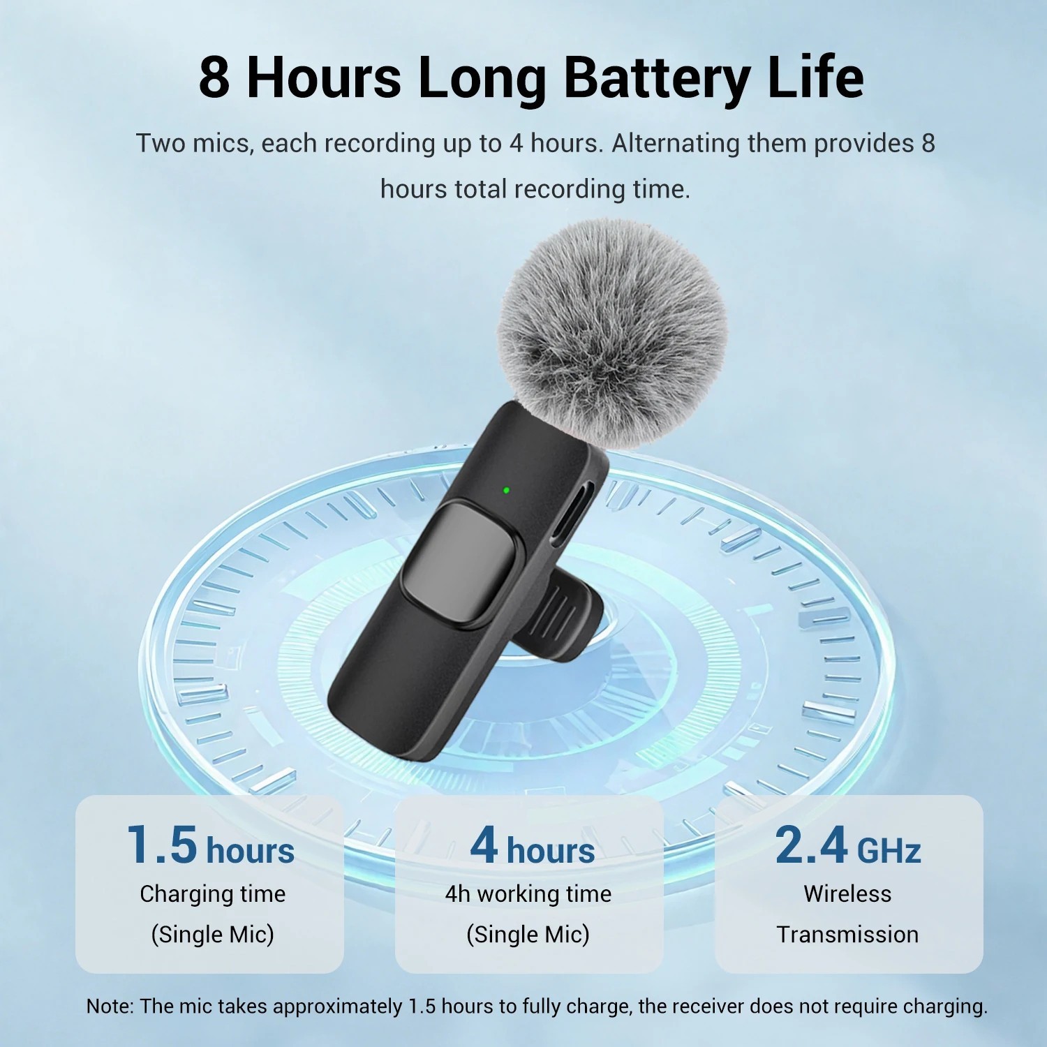 Type-C Wireless Lavalier Microphone USB-C Clip Mic for Phone Camera Laptop