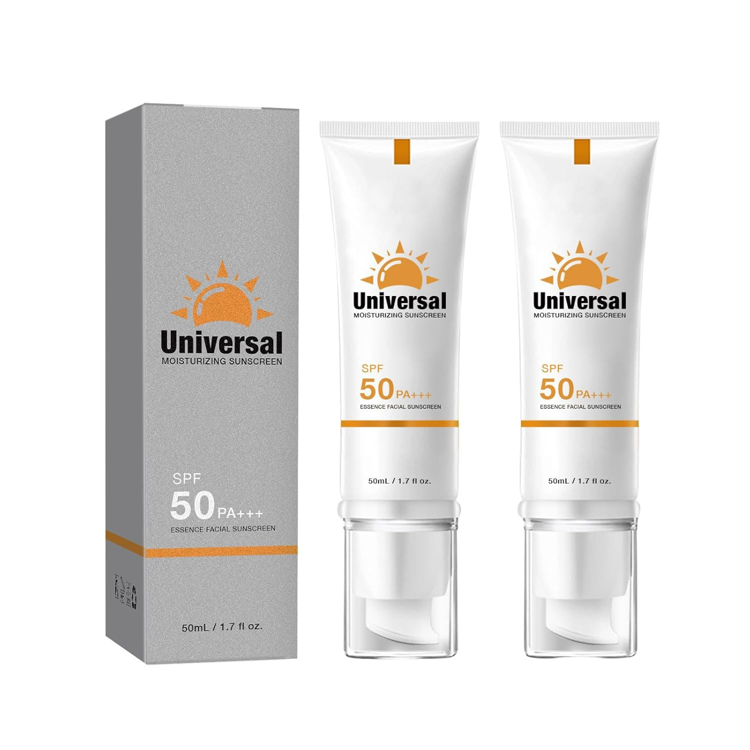 (2PC) Tinted Sunscreen for Face SPF 50 Universal Protector Solar Moisturizing SP