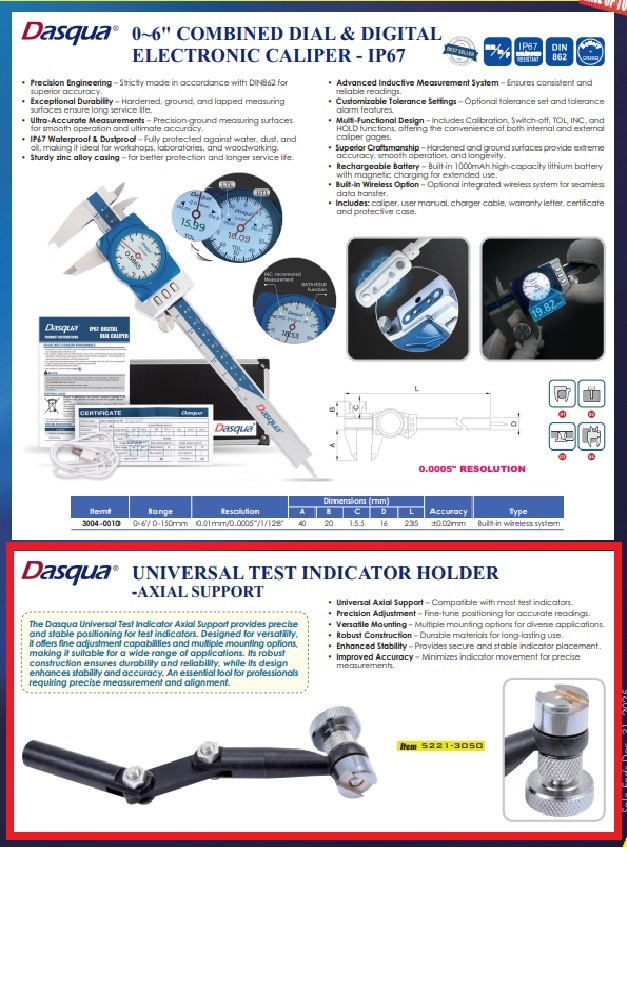 DASQUA UNIVERSAL TEST AXIAL SUPPORT INDICATOR HOLDER (5221-3050)