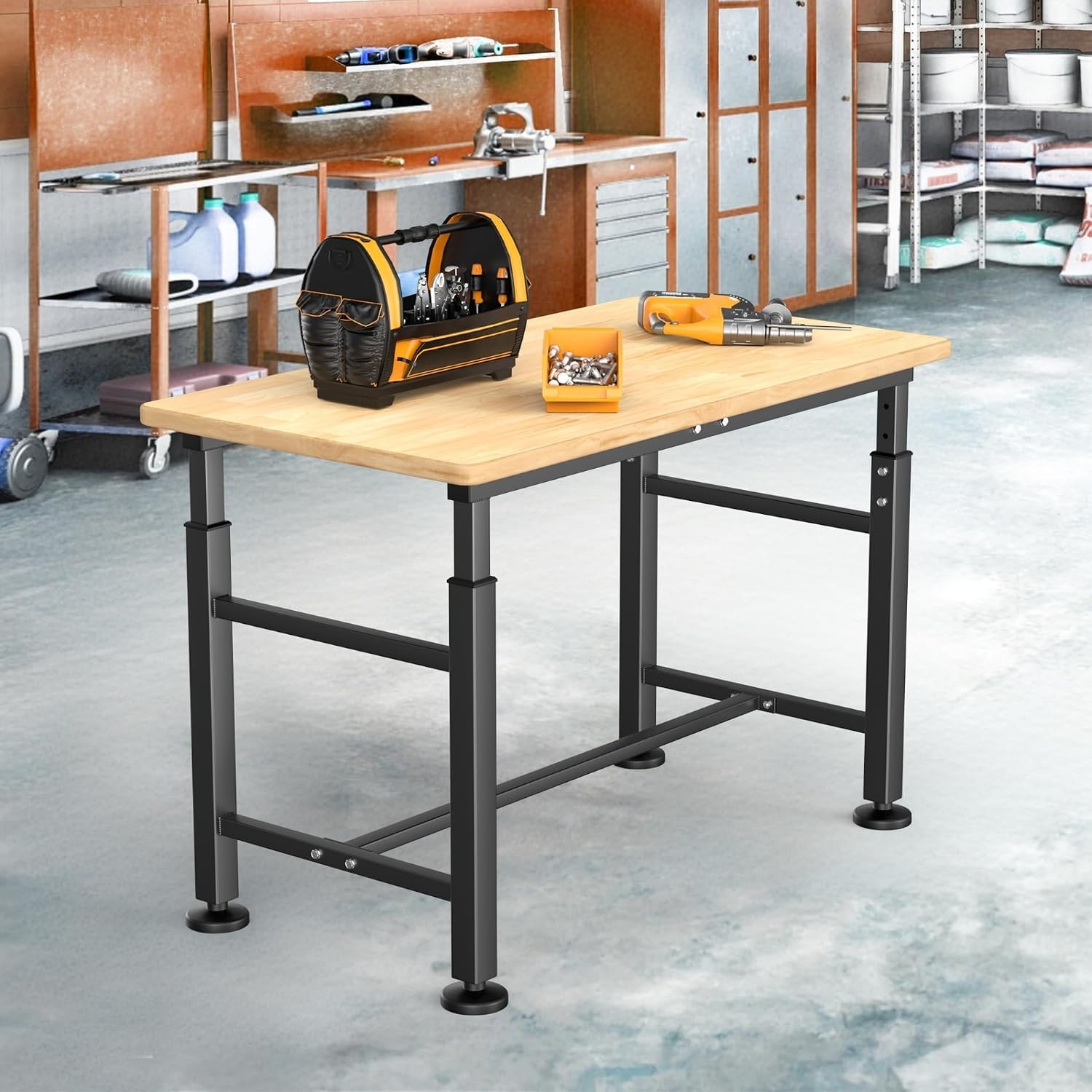 TORACK Adjustable Workbench 47.75" Rubberwood Top 2000 lbs Capacity