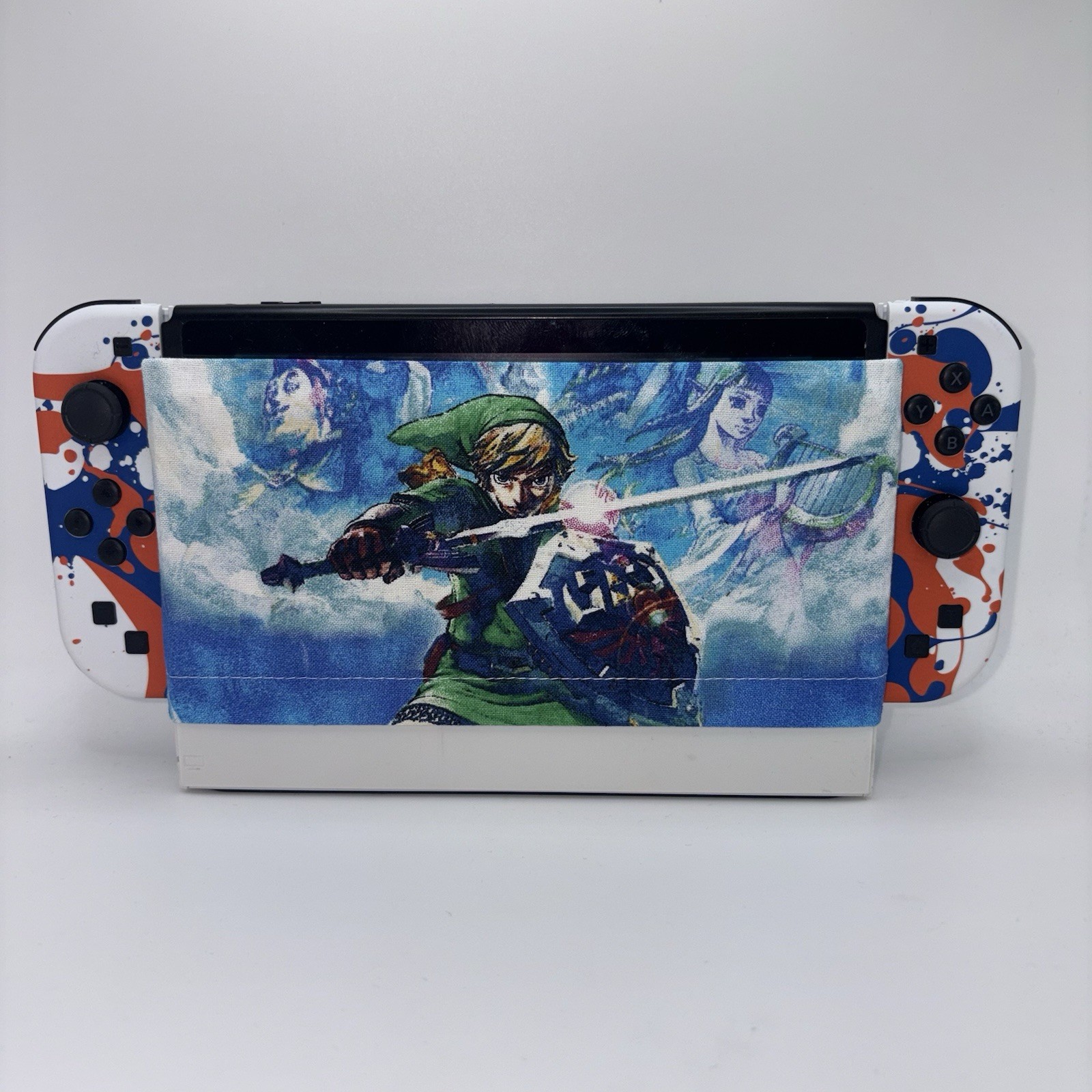 Nintendo Switch Dock Sock Cover Link Zelda On Blue Dock Sleeve