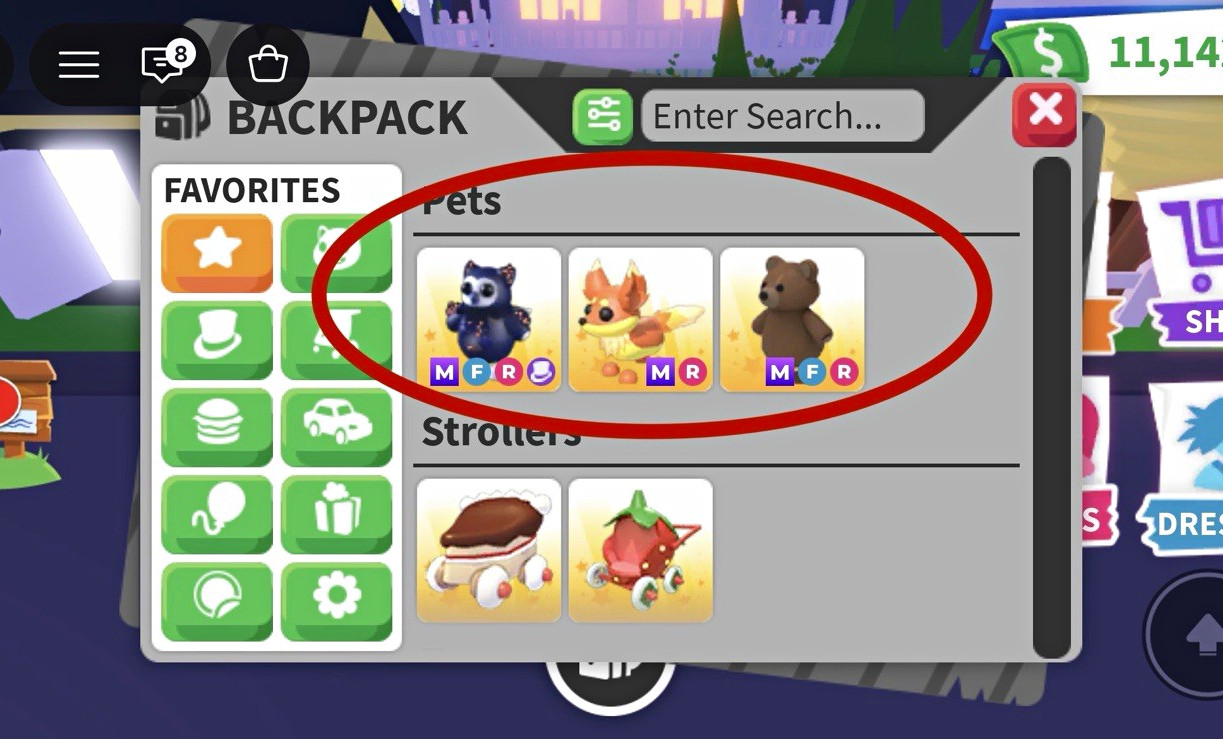 Adopt Me! MFR/MR Pets Lot: Flaming Fox, Brown Bear  & Owlbear