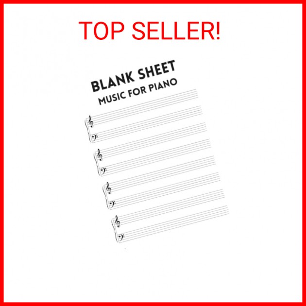 Blank Sheet Music For Piano: White Cover, Bracketed Staff Paper, Clefs Notebook,
