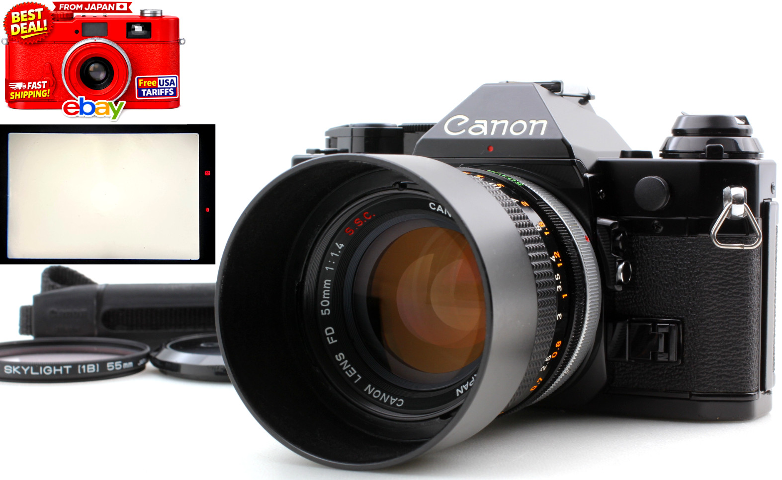 〖Near MINT〗 Canon AE-1 Program SLR 35mm Film Camera 50mm f/1.4 Lens From JAPAN