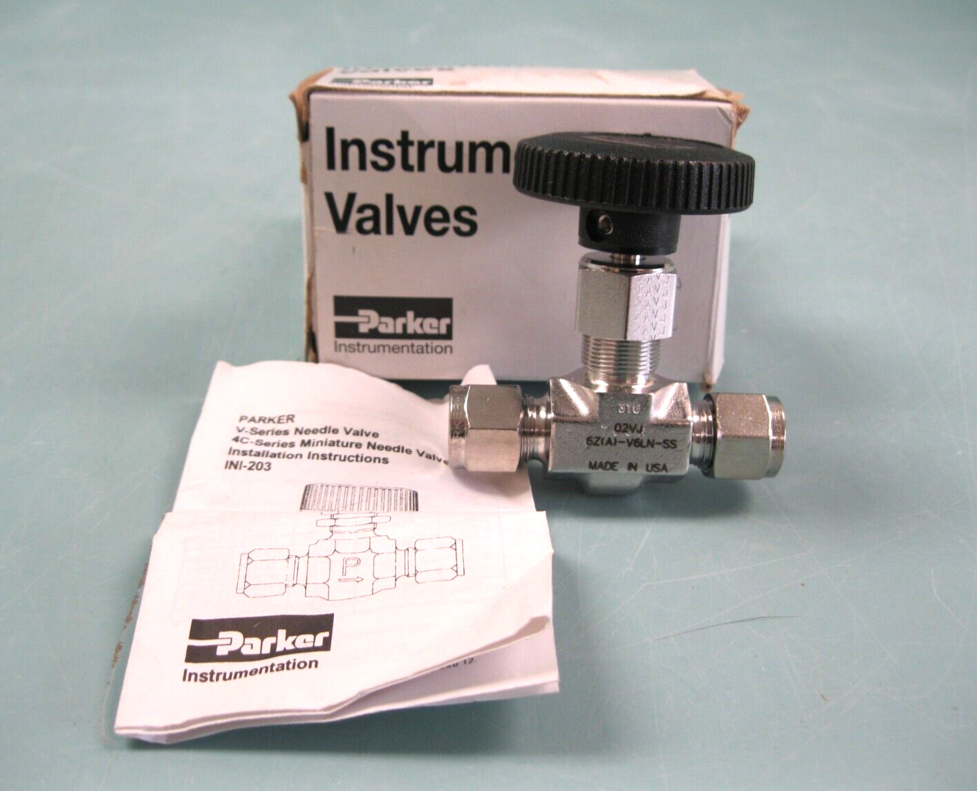 3/8" Parker 6A-V6LN-SS Stainless Steel Needle Valve NEW L7