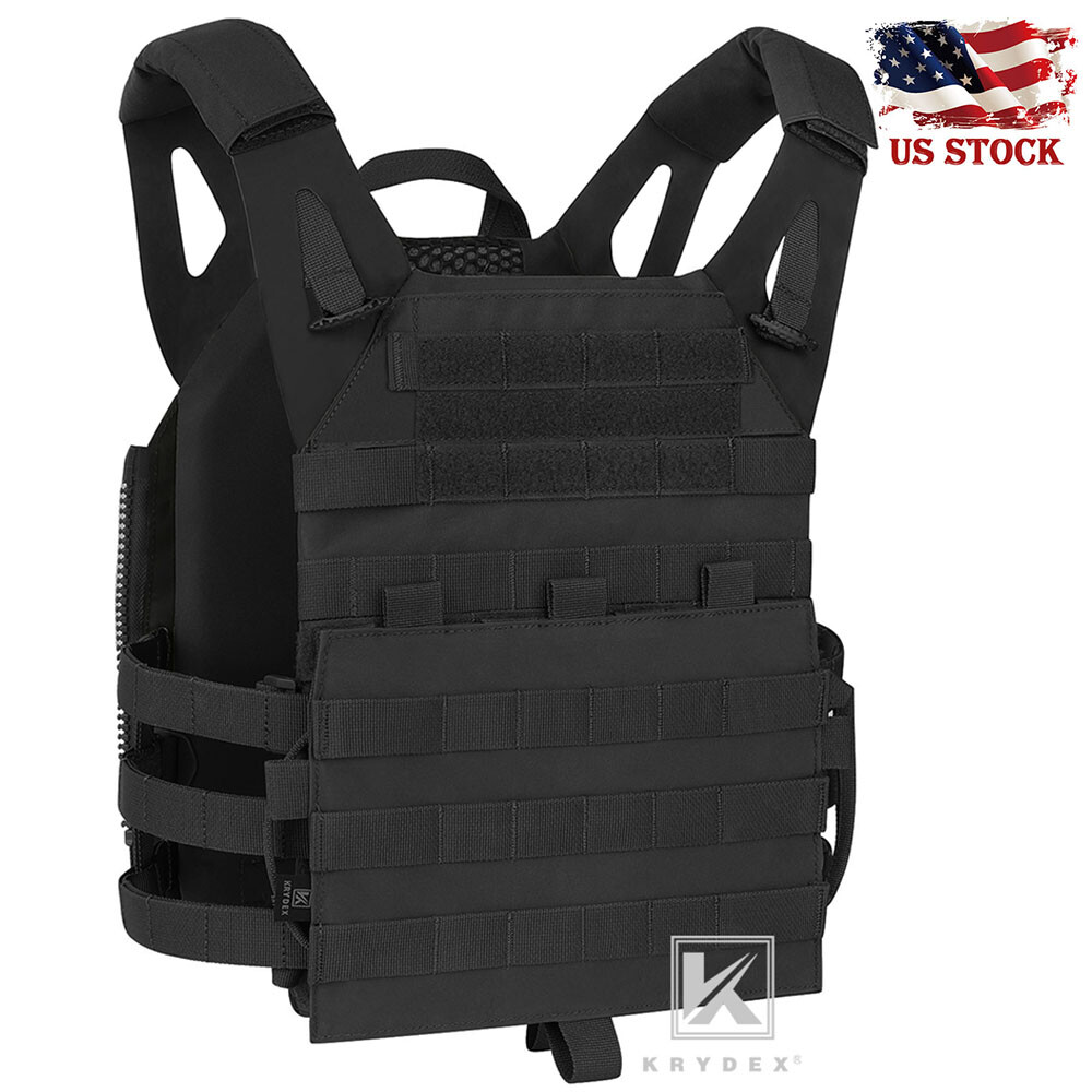 KRYDEX 2.0 Plate Carrier Tactical Jump Body Armor and MOLLE Front Panel Black