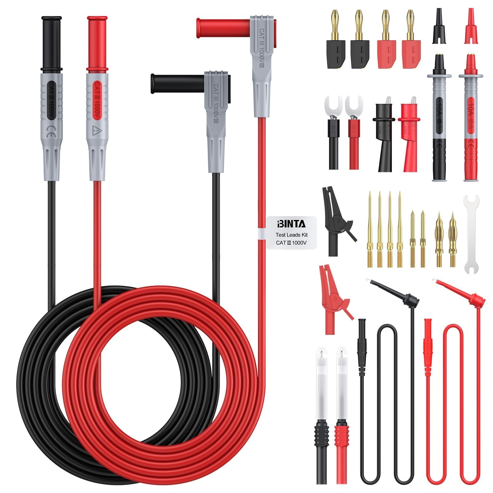 28PCS Silicone Multimeter Leads Kit - Replaceable Probes, Alligator Clips & Stor