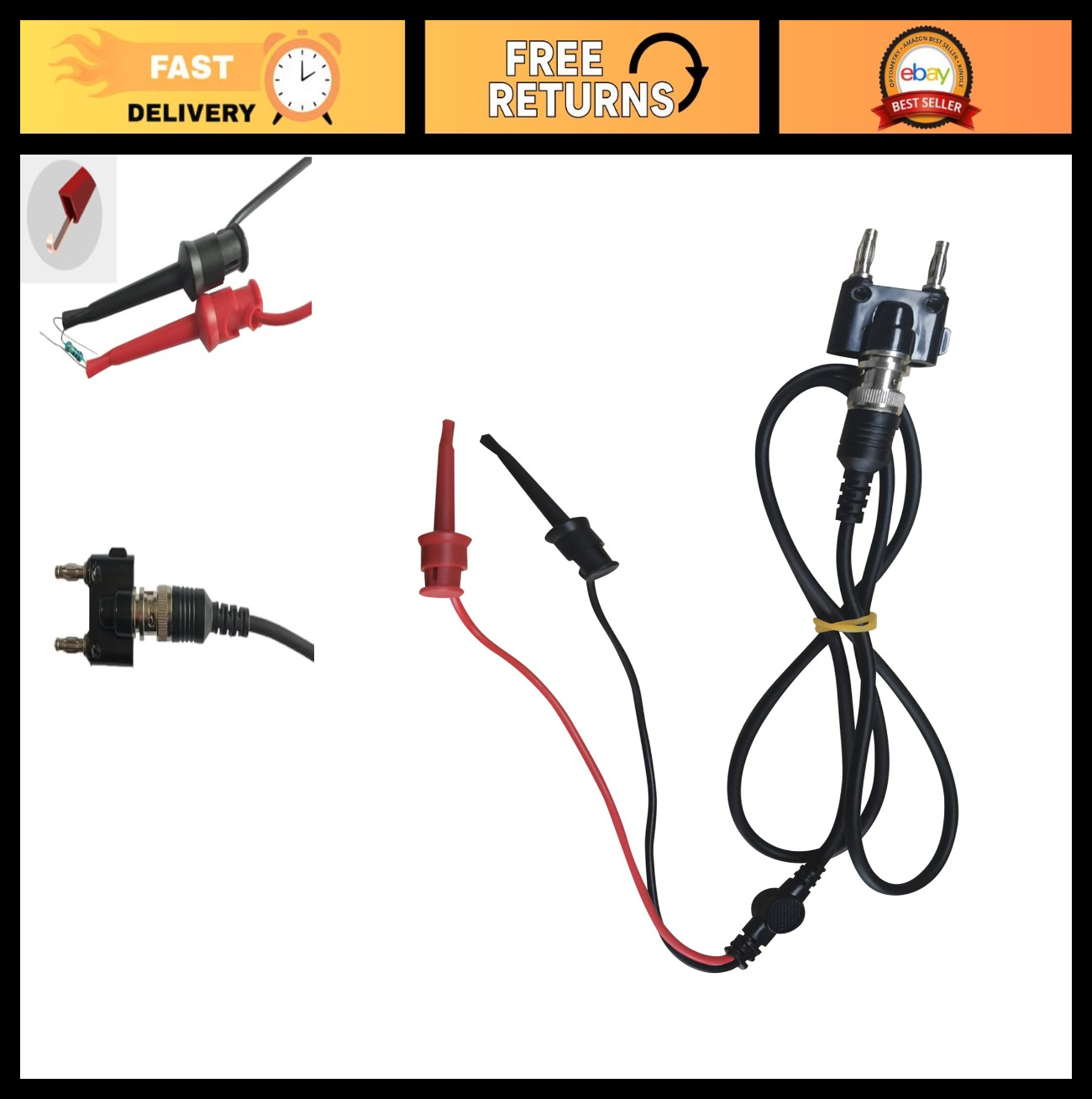 Industrial Test Leads Cable Kit - 43" Spring Hook with Banana Plug for Field Dev