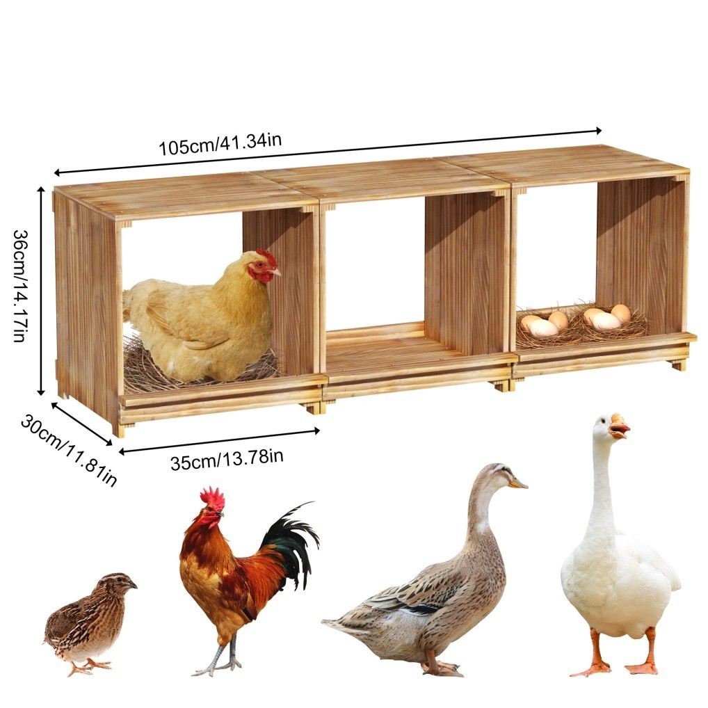 Stackable Chicken Hen Coop Hutch 3 Holes Nesting Box DIY Lay Egg Poultry Boxes