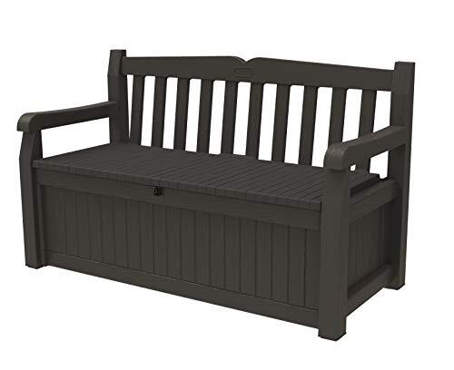 Keter Solana 70 Gallon Storage Bench Deck Box for Patio Furniture, Front Porch D