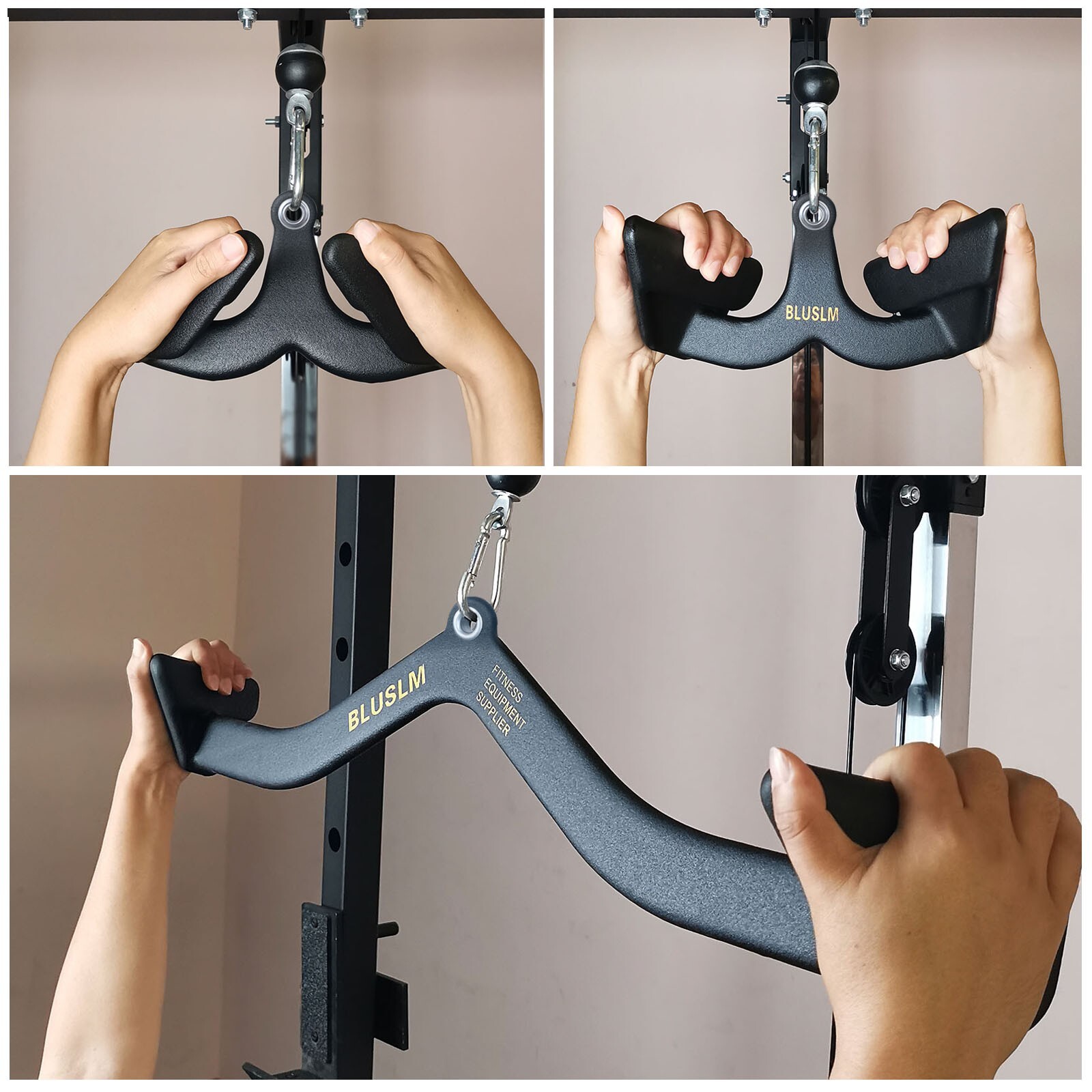 3Pcs LAT Pull Down Bar for Cable Machine Pulldown T Bar V Bar Cable Attachments