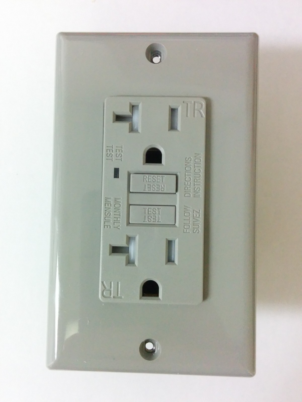 (1 pc) NEW 20A Tamper Resistant TR GFCI Outlet Receptacle Gray 20 Amp Grey LED