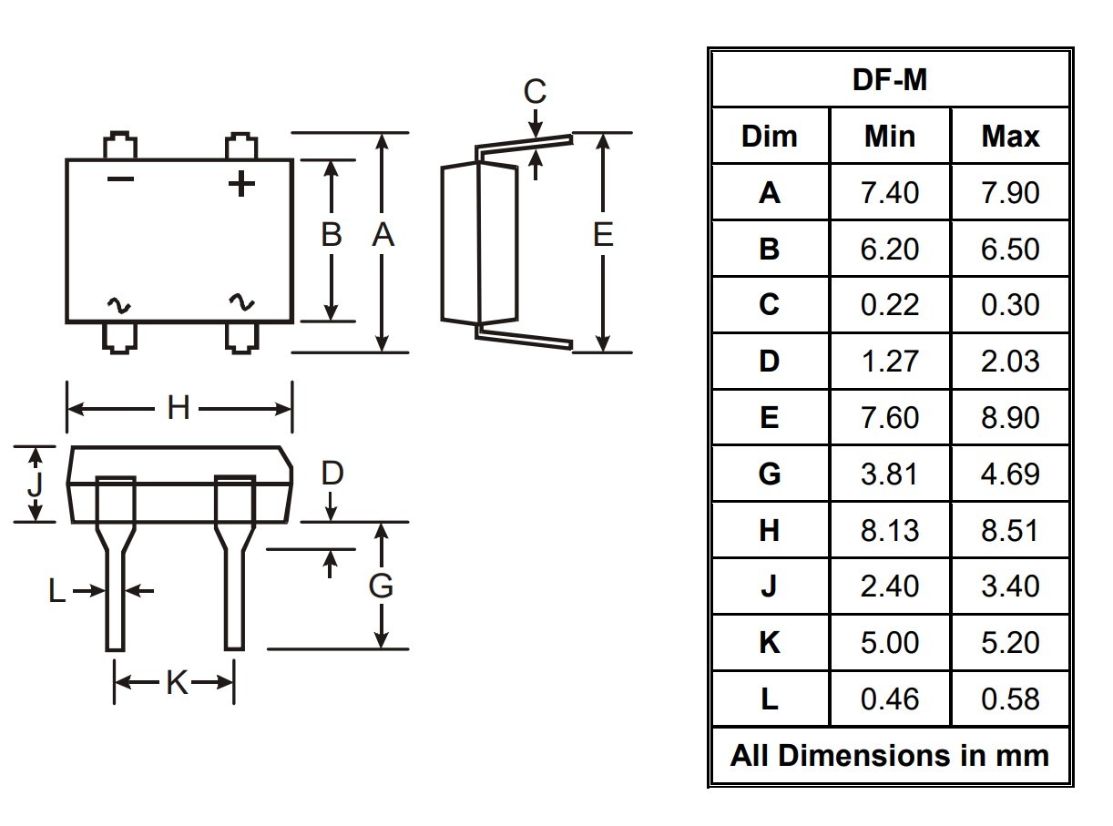 Rectifier Bridge DF10 1000V 1A - Compact and Reliable Rectifier