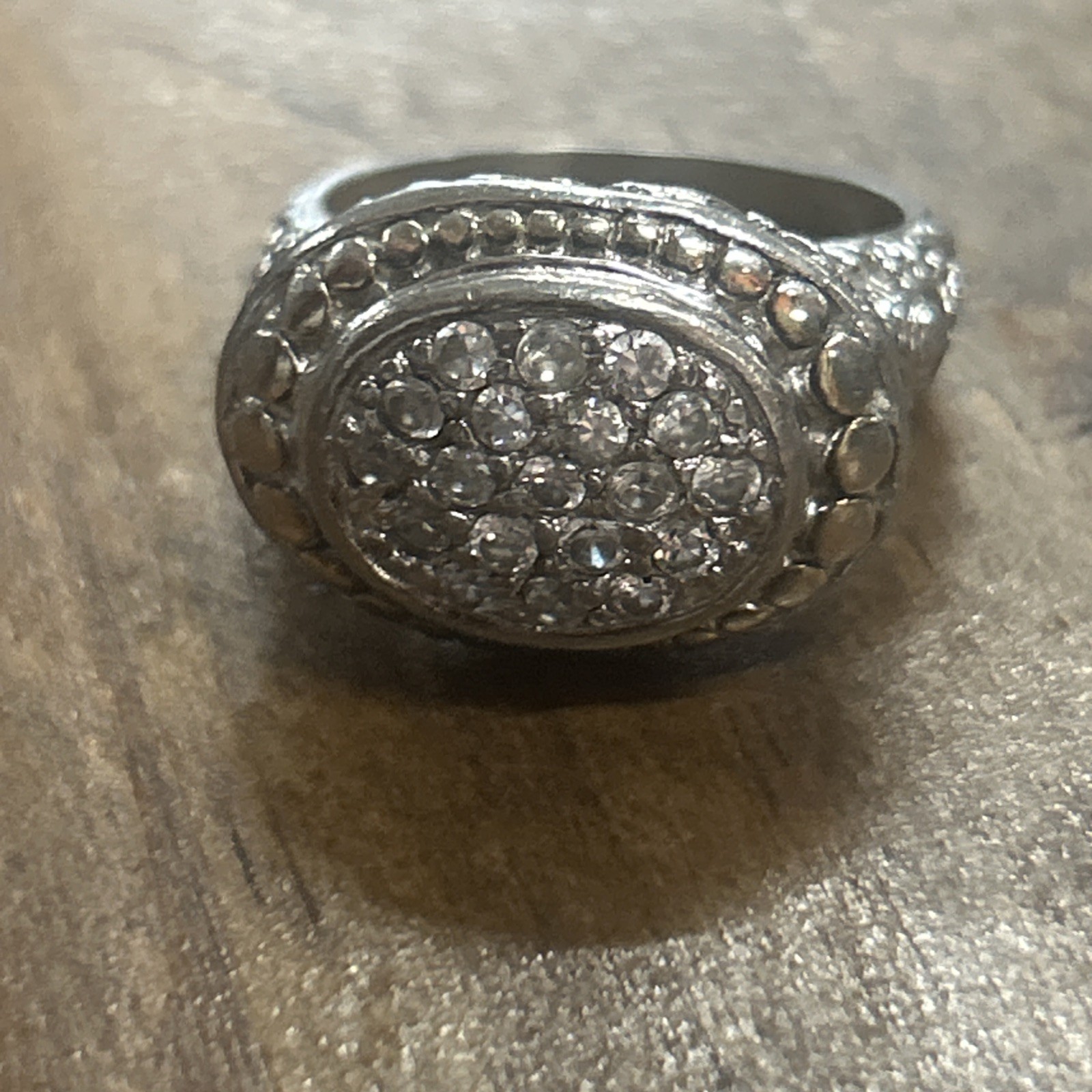 925 Sterling Silver White Stone Cluster Statement Ring Sz 6.5 8.81 Grams
