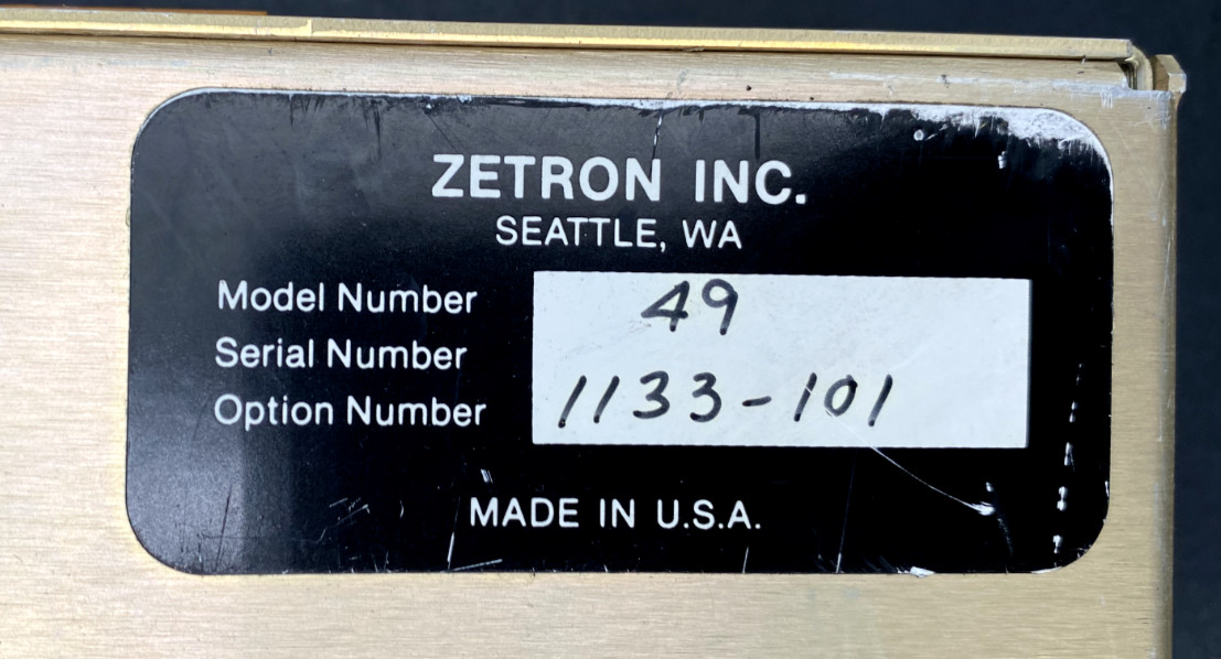 ZETRON MODEL 49 TRUNKING REPEATER MANAGER 1133-101 MISSING FRONT PLATE