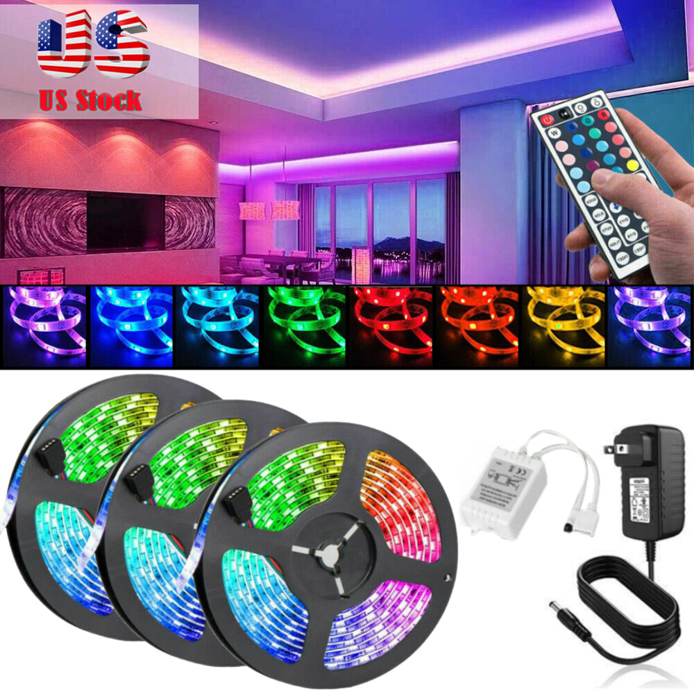 5-15M Led Strip Lights Color Changing String Light + Remote Adhesive Backing
