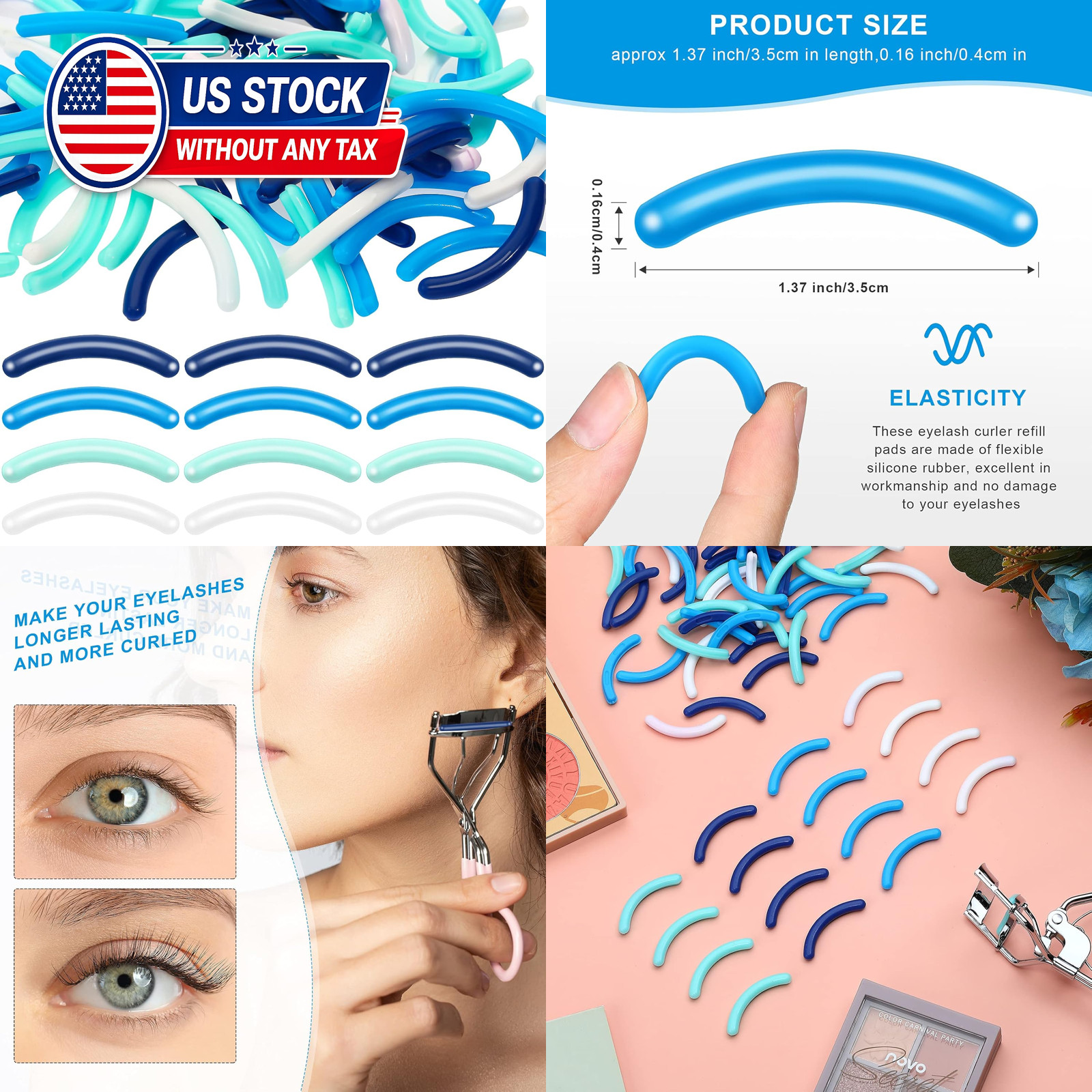 Mudder 80 Pieces Eyelash Curler Refills Eyelash Curler Pads Silicone Rubber