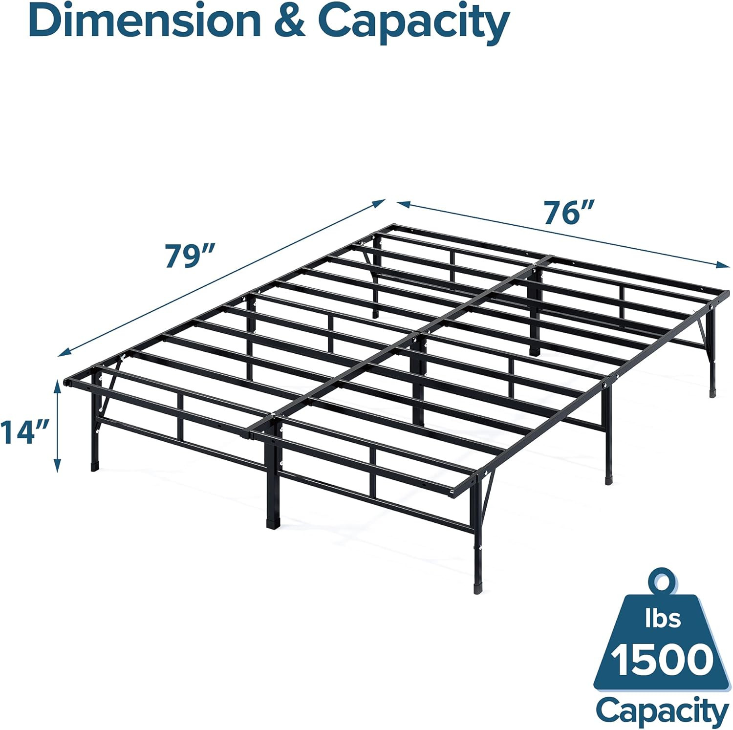 ZINUS 14" Smartbase King Metal Bed Frame - No Box Spring Needed, Sturdy Support