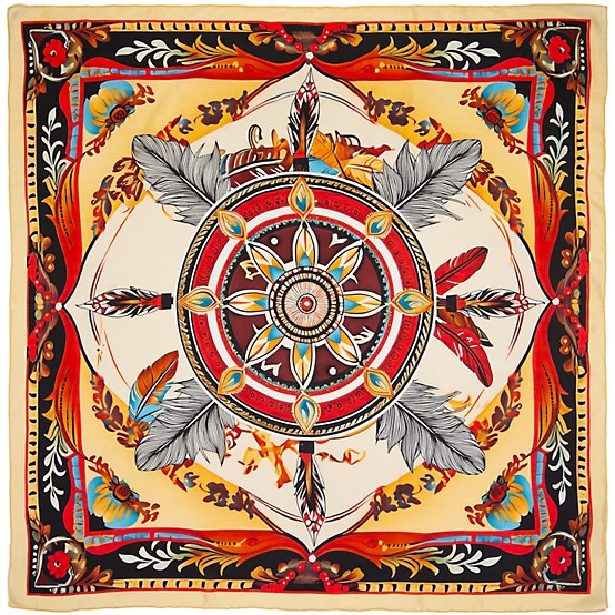 Wyoming Traders Wild Rag Dreamcatcher Western Print 100% Silk Scarf - 34.5"