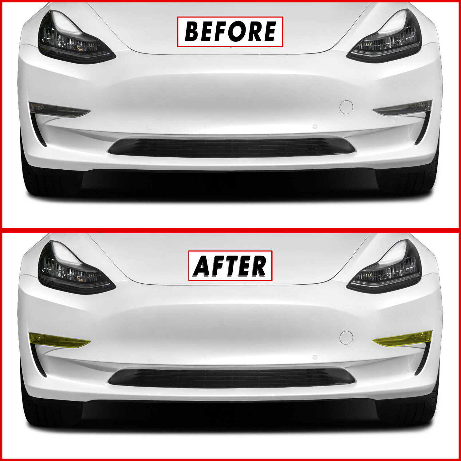 FOR 20-24 Tesla Model Y DRL / Fog Light YELLOW Precut Vinyl Tint Overlays