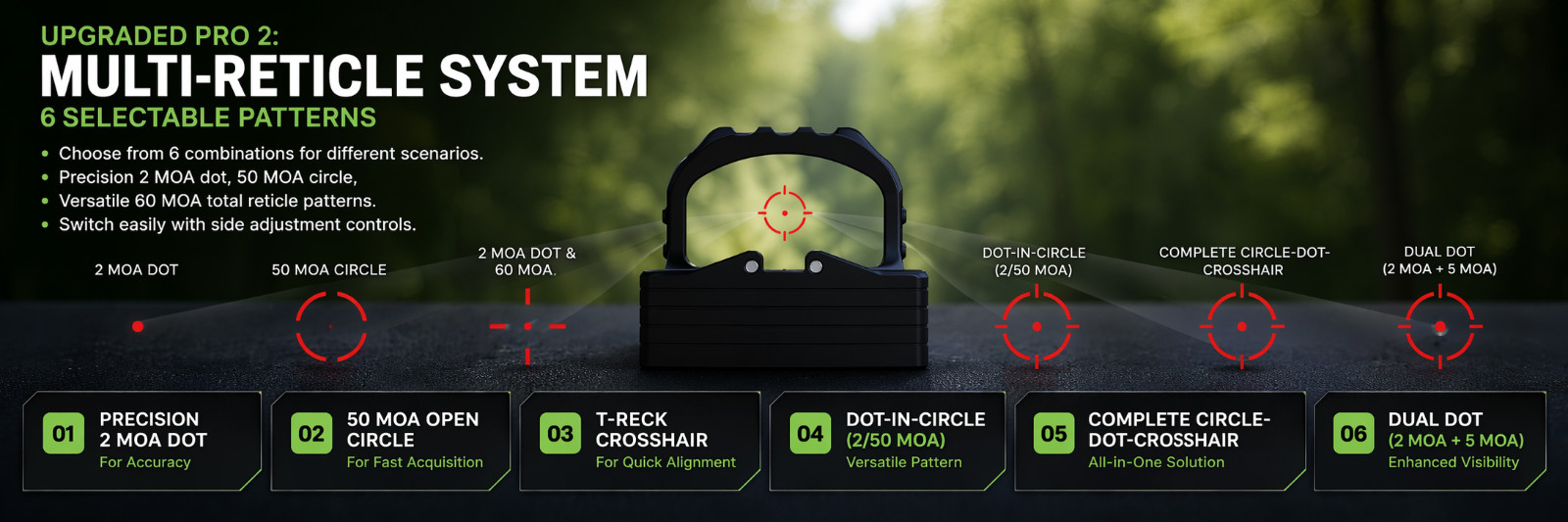 ADE RD3-021-PRO2 Shake Wake+Multi Reticle Red Dot for Taurus 865 /TX22 Compact