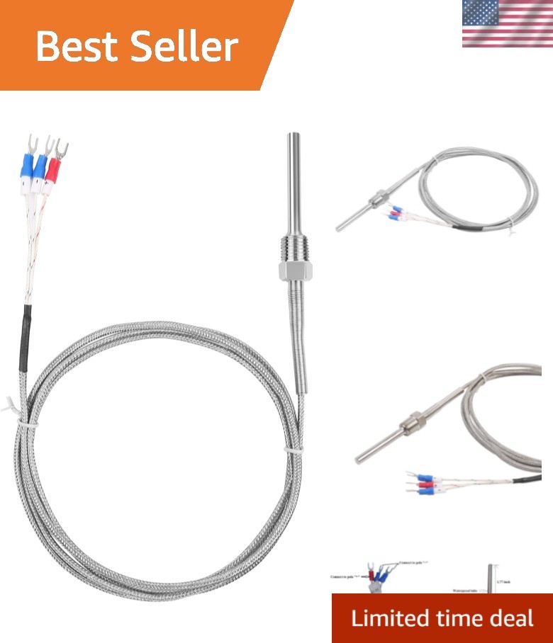 Waterproof PT100 Temperature Sensor - Stainless Steel Probe for PID Controllers