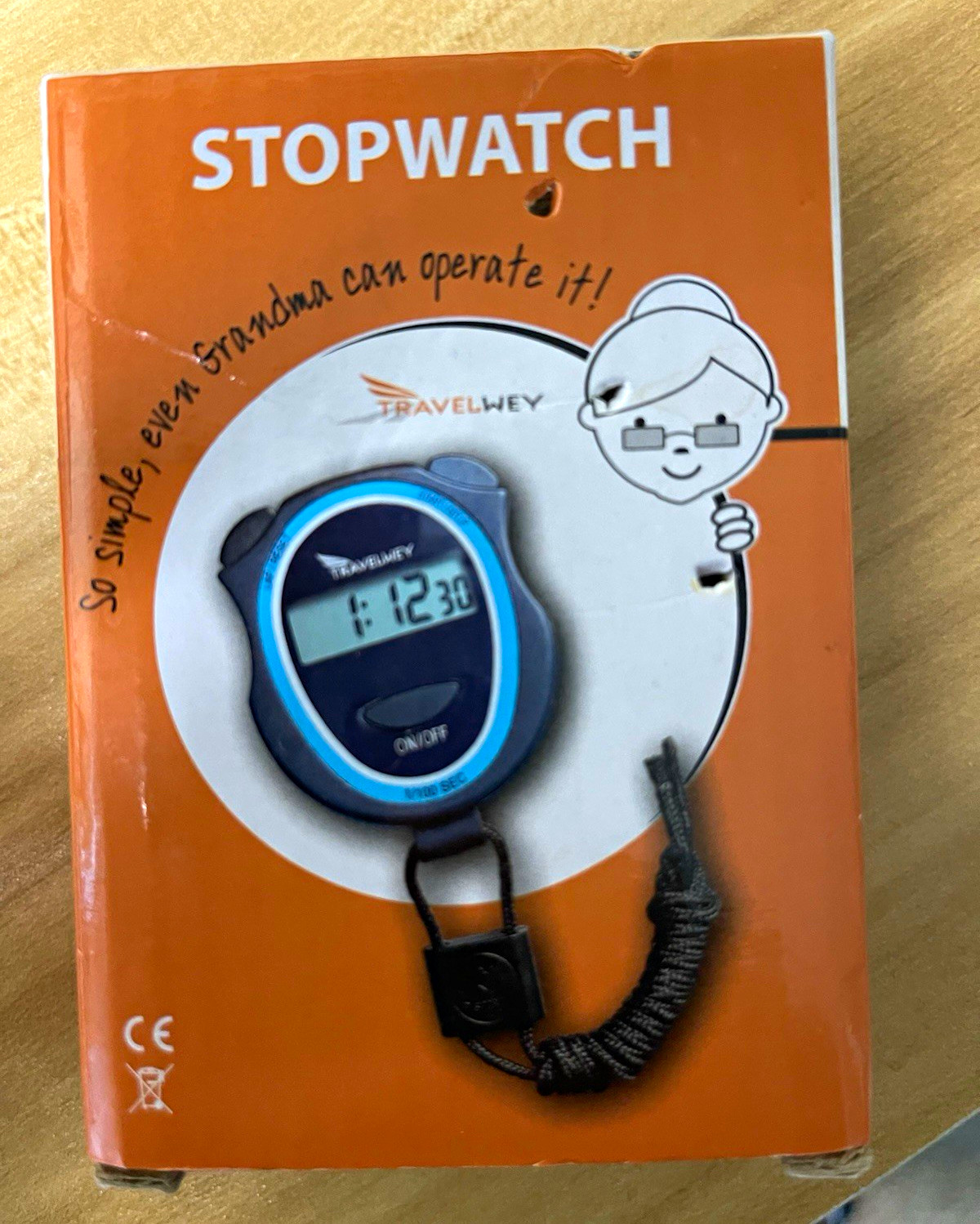 Travelwey Digital Stopwatch Timer 1/100 Sec Black/Blue w/ Lanyard & Batteries