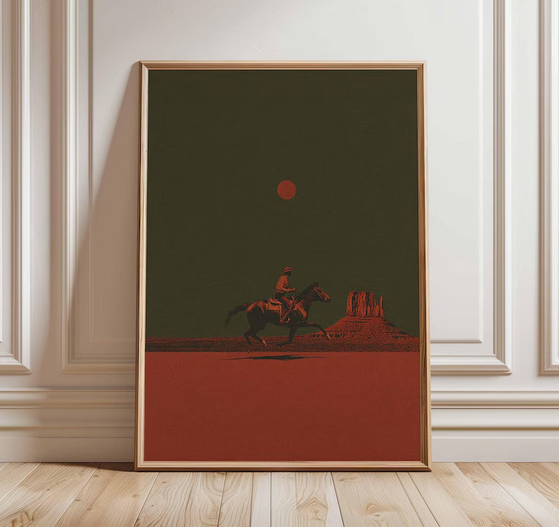 Western Cowboy Horseback Riding Poster Monument Valley Southwest Desert Wall Art