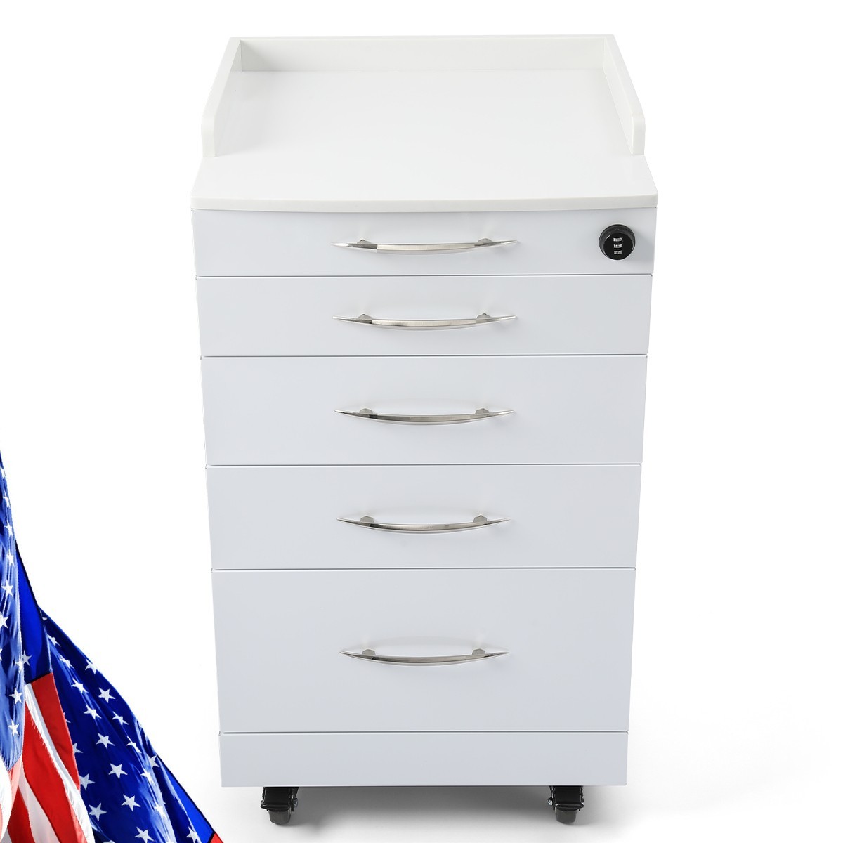 Dental Mobile Medical Quartz stainless steel Cart Storage Cabinet with 4 Drawers