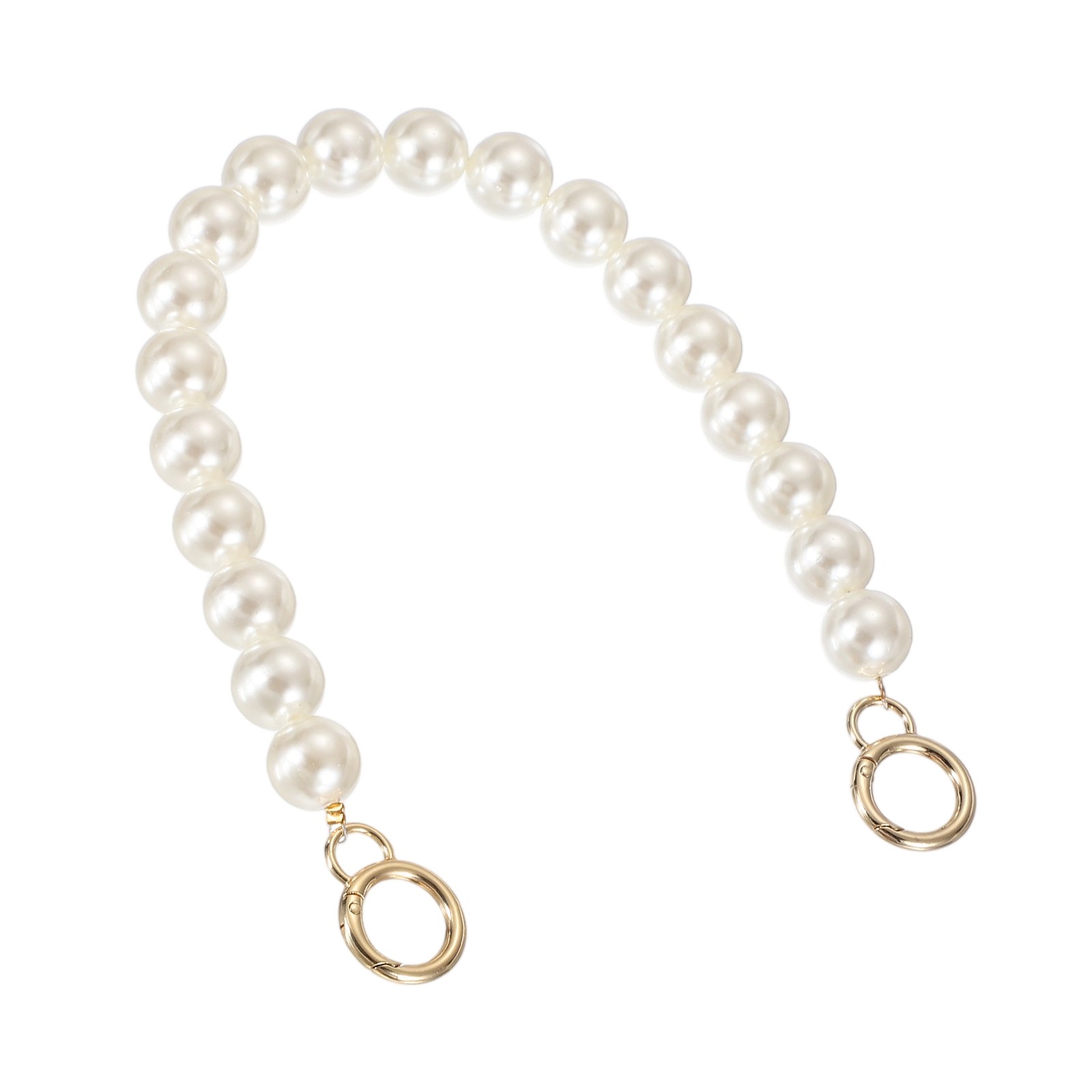 Imitation Pearl Purse Strap 16" Handbag Chain with Spring Clasp 18mm