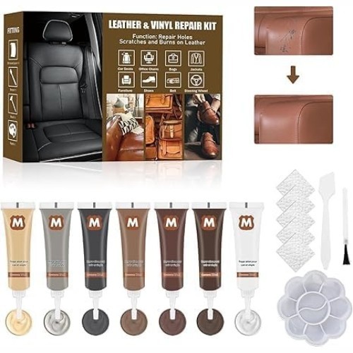 Leather Repair Paint Gel, Leather Repair Kit for Furniture, 7 Colors Vinyl Repai