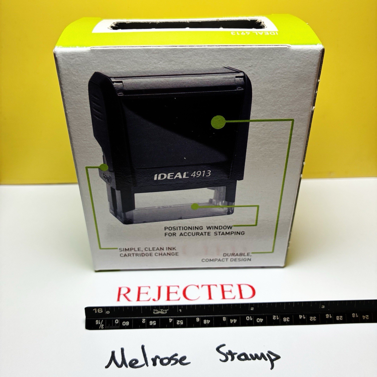 Rejected Rubber Stamp Red Ink Self Inking Ideal 4913